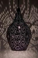 Marokkaanse hanglamp &apos;Vase&apos; filigrain oosterse zwart/zilver 28 cm