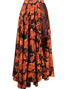 Roberto Cavalli chemise en soie à mélange d'imprimés - Orange