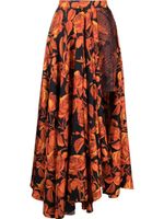 Roberto Cavalli chemise en soie à mélange d'imprimés - Orange