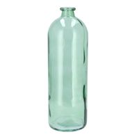 Bloemenvaas fles model - helder gekleurd glas - zeegroen - D14 x H41 cm