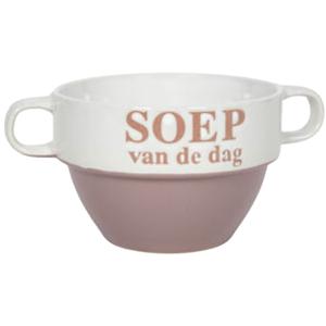 Soepkommen - Soep van de dag - keramiek - D12 x H8 cm - oud roze - Stapelbaar