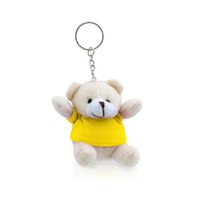 Pluche sleutelhanger teddybeer geel 8 cm - thumbnail