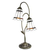 LumiLamp Tiffany Tafellamp 61 cm Bruin Wit Kunststof Glas Tiffany Bureaulamp Bruin Tiffany Bureaulamp - thumbnail