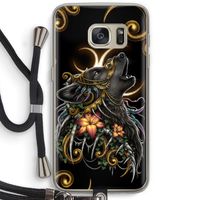 Huilende Wolf: Samsung Galaxy S7 Transparant Hoesje met koord