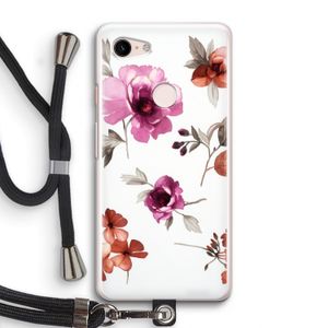 Geschilderde bloemen: Pixel 3 Transparant Hoesje met koord