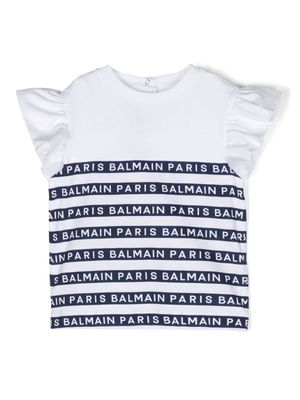 Balmain Kids t-shirt à manches volantées - Blanc