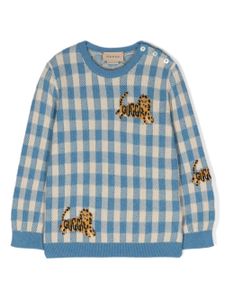 Gucci Kids pull en coton à motif intarsia - Bleu