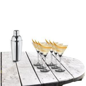 Cocktailshaker set met 6x stuks Martini cocktailglazen 260 ml