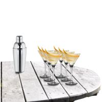 Cocktailshaker set met 6x stuks Martini cocktailglazen 260 ml