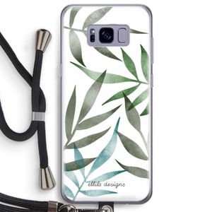 Tropical watercolor leaves: Samsung Galaxy S8 Plus Transparant Hoesje met koord