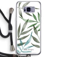 Tropical watercolor leaves: Samsung Galaxy S8 Plus Transparant Hoesje met koord