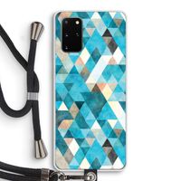 Gekleurde driehoekjes blauw: Samsung Galaxy S20 Plus Transparant Hoesje met koord