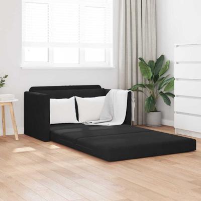Vloersofa Bed 2-in-1 Zwart 124x204x61 cm Velvet