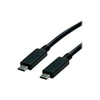ROLINE GREEN USB 3.2 Gen 2 kabel, met PD 20V5A, Emark, C-C, M/M, zwart, 0,5 m