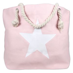 Strandtas roze met ster 37 x 54 cm