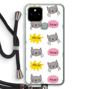 Meow: Pixel 5 Transparant Hoesje met koord