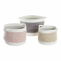 Mandenset DKD Home Decor Katoen Kinderen (34 x 34 x 27 cm) (3 Onderdelen)