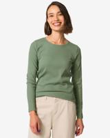 HEMA Dames T-shirt Clara rib groen (groen)