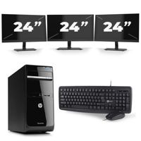 HP Pavilion p6 Series Micro Tower - Intel Core i7-3e Generatie - 16GB RAM - 256GB SSD - Windows 10 + 3x 24 inch Monitor