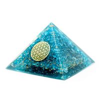 Orgonite Piramide Blauwe Topaas - Flower of Life - (70 mm) - thumbnail