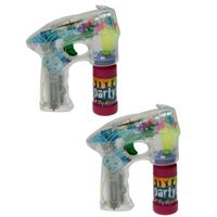 Bellenblaas speelgoed feest pistool - 2x - LED verlichting - Multi kleuren