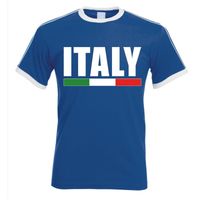 Italiaanse supporter ringer t-shirt blauw met witte randjes voor heren 2XL  -