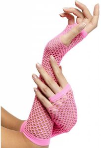 Visnet handschoenen hot pink