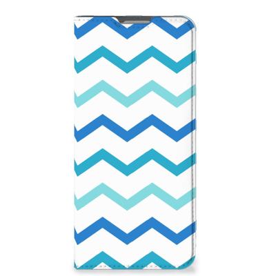 OPPO Reno8 Lite | Hoesje met Magneet | Zigzag Blauw OPPO Reno8 Lite | Hoesje met Magneet | Zigzag Blauw