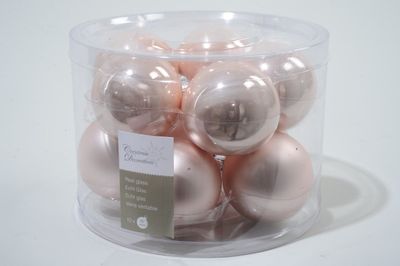 10 kerstballen poeder roze emaille 60 mm - Ksd