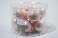 10 kerstballen poeder roze emaille 60 mm - Ksd