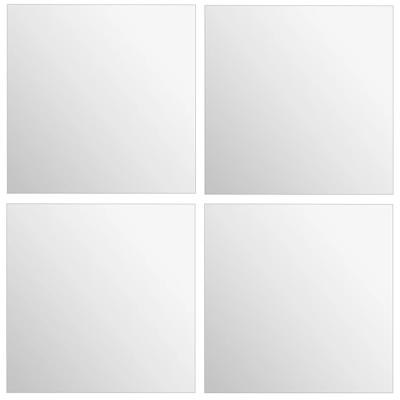 Plak spiegels tegels - 4x stuks - glas - zelfklevend - 30 x 30 cm - vierkantjes