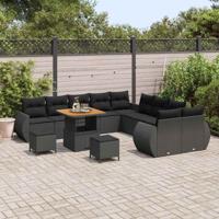Tuinbankenset 13 pcs Zwart poly rattan