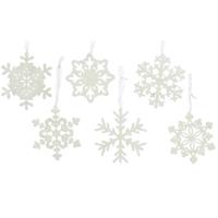 Decoris Kersthangers - 10 cm - sneeuwvlokken - wit - 6 stuks
