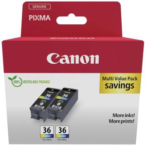 Canon Inktcartridge CLI-36 Color Twin Pack Origineel 2-pack Zwart, Cyaan, Magenta, Geel 1511B025