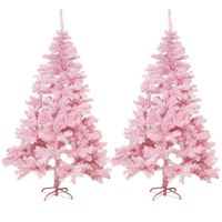 2x stuks kunst kerstbomen/kunstbomen roze 180 cm - Kunstkerstboom