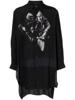 Yohji Yamamoto chemise en coton à imprimé graphique - Noir