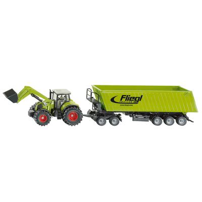 Siku 1949 tractor met frontlader, dolly en kiepwagen 1:50