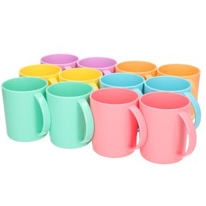 24x Gekleurde drinkbekers/mokken kunststof 350 ml