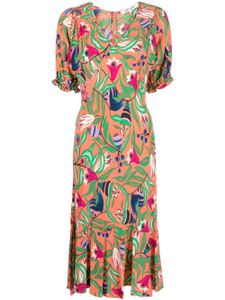 DVF Diane von Furstenberg robe mi-longue à fleurs - Orange