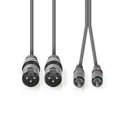 Nedis COTH15210GY30 audio kabel 3 m 2 x XLR (3-pin) 2 x RCA Grijs - thumbnail