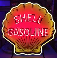 Shell Gasoline Neon Met Achterplaat 62 x 62 cm