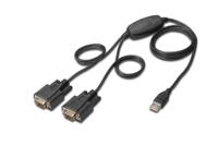 Digitus USB 1.1, Serieel Adapter [1x USB-A 2.0 stekker - 2x D-sub stekker 9-polig] DIGITUS