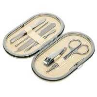 Manicure set 6-delig - in beige ovalen etui met metalen rits