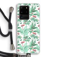 Flamingo bladeren: Samsung Galaxy S20 Ultra Transparant Hoesje met koord