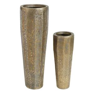 PTMD Adiane Brass brushed alu sheet pot ribbed round S