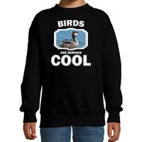 Dieren fuut vogel sweater zwart kinderen - birds are cool trui jongens en meisjes
