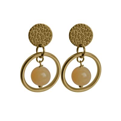 Flow Jewels Hang Oorbellen Arya Zalmroze Steentje Goud