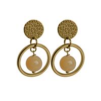 Flow Jewels Hang Oorbellen Arya Zalmroze Steentje Goud
