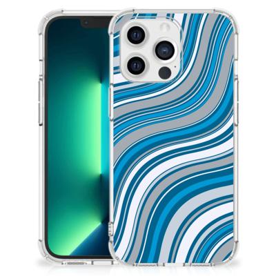 iPhone 13 Pro Max Doorzichtige Silicone Hoesje Waves Blue iPhone 13 Pro Max Doorzichtige Silicone Hoesje Waves Blue