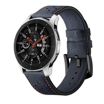 Voor het toepassen van Samsung Galaxy Watch Active 22mm lederen oogje sport strap (donkerblauw)